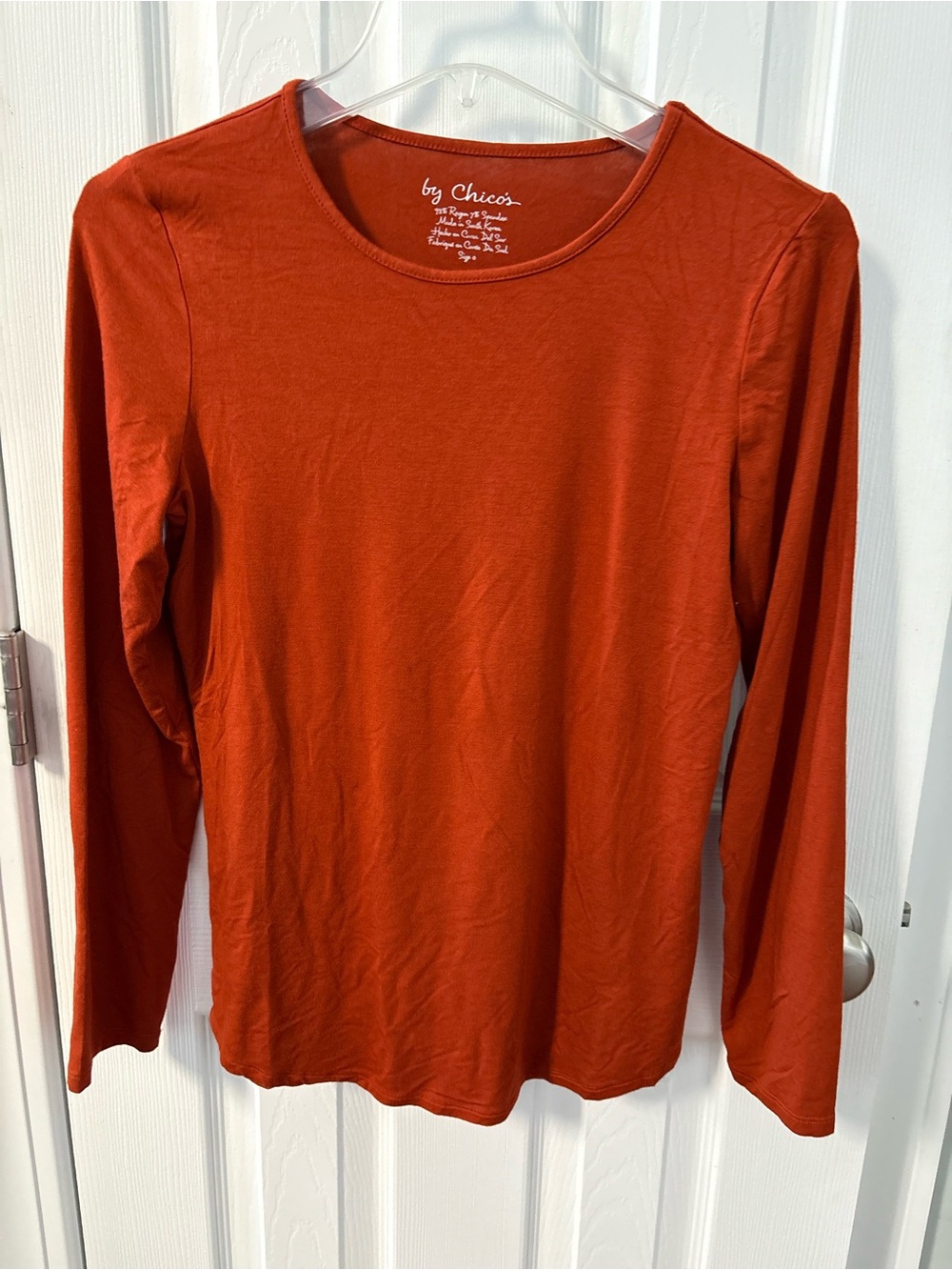 Chico's Long Sleeve Crewneck Top - Rust